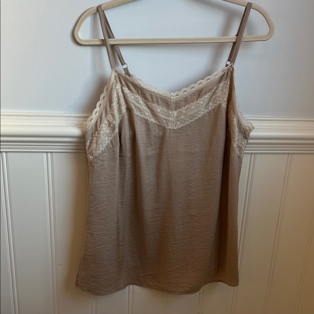 Cabi Lace Trim All-Purpose Taupe Cami Top